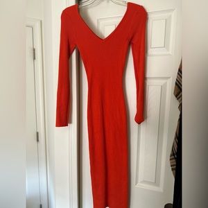 Orange, long sleeve dress